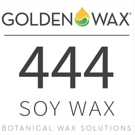 A logo of Golden Wax featuring the text '444 SOY WAX' with a subtitle 'BOTANICAL WAX SOLUTIONS'.