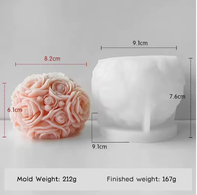 3D Rose Flower Ball Candle Silicone Mold DIY Creative Aromatherapy Plaster Epoxy Resin