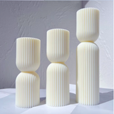 Ribbed pillar candles made with the ribbed twist silicone mold