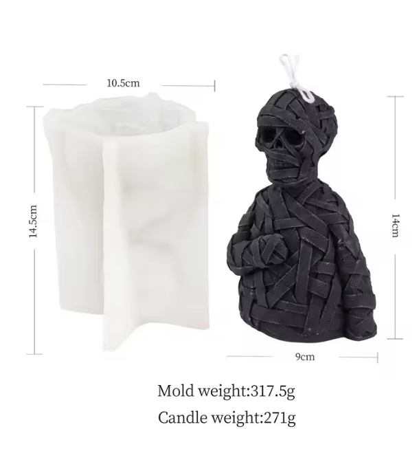 Gauze Zombie Skull Silicone Candle Mold – Halloween Skeleton Mold