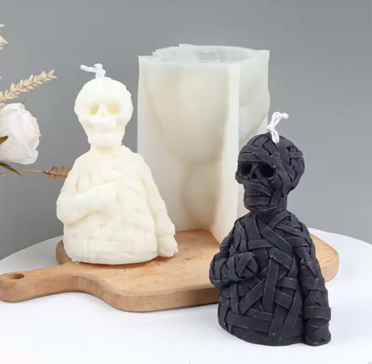 Gauze Zombie Skull Silicone Candle Mold – Halloween Skeleton Mold