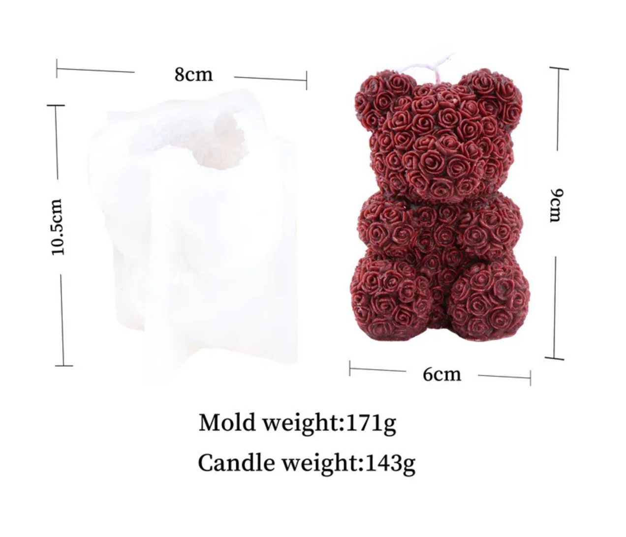 3D Rose Bear Candle Silicone Mold – Geometric Bear Mold for Candles, Wax, Resin