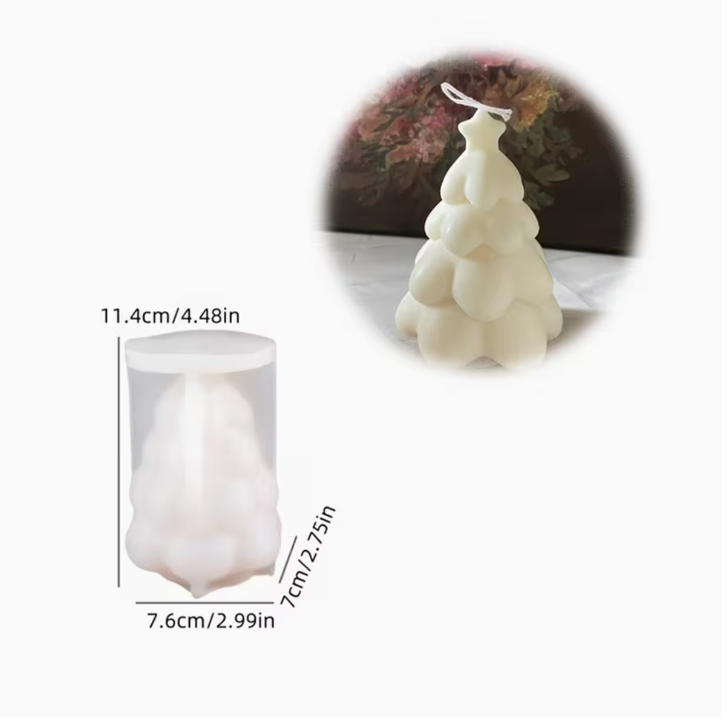 Star-top Christmas tree silicone candle mold used for holiday candle making.