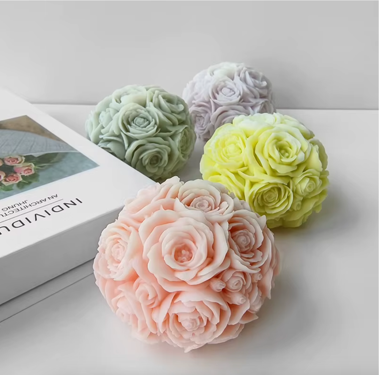 3D Rose Flower Ball Candle Silicone Mold DIY Creative Aromatherapy Plaster Epoxy Resin