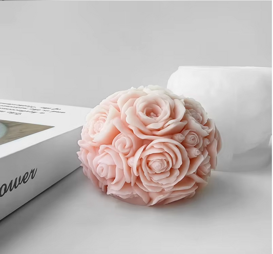 3D Rose Flower Ball Candle Silicone Mold DIY Creative Aromatherapy Plaster Epoxy Resin