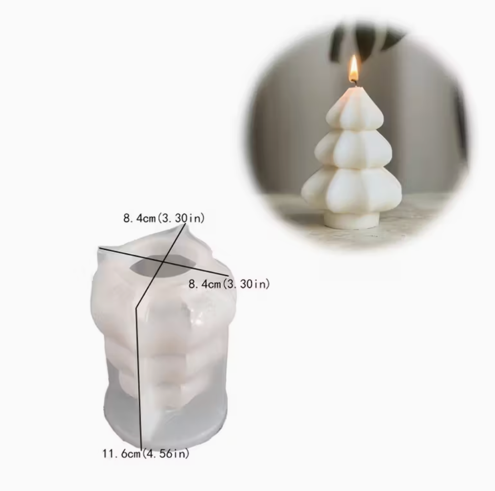 3D bubble Christmas tree silicone candle mold used for modern holiday candle making.