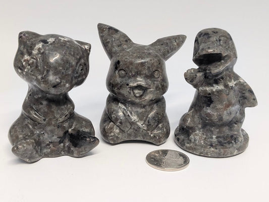 Yooperlite Pokémon‑Inspired Carvings — UV Fluorescent Crystal Figures (2.25–2.75 in, 110–295 g)